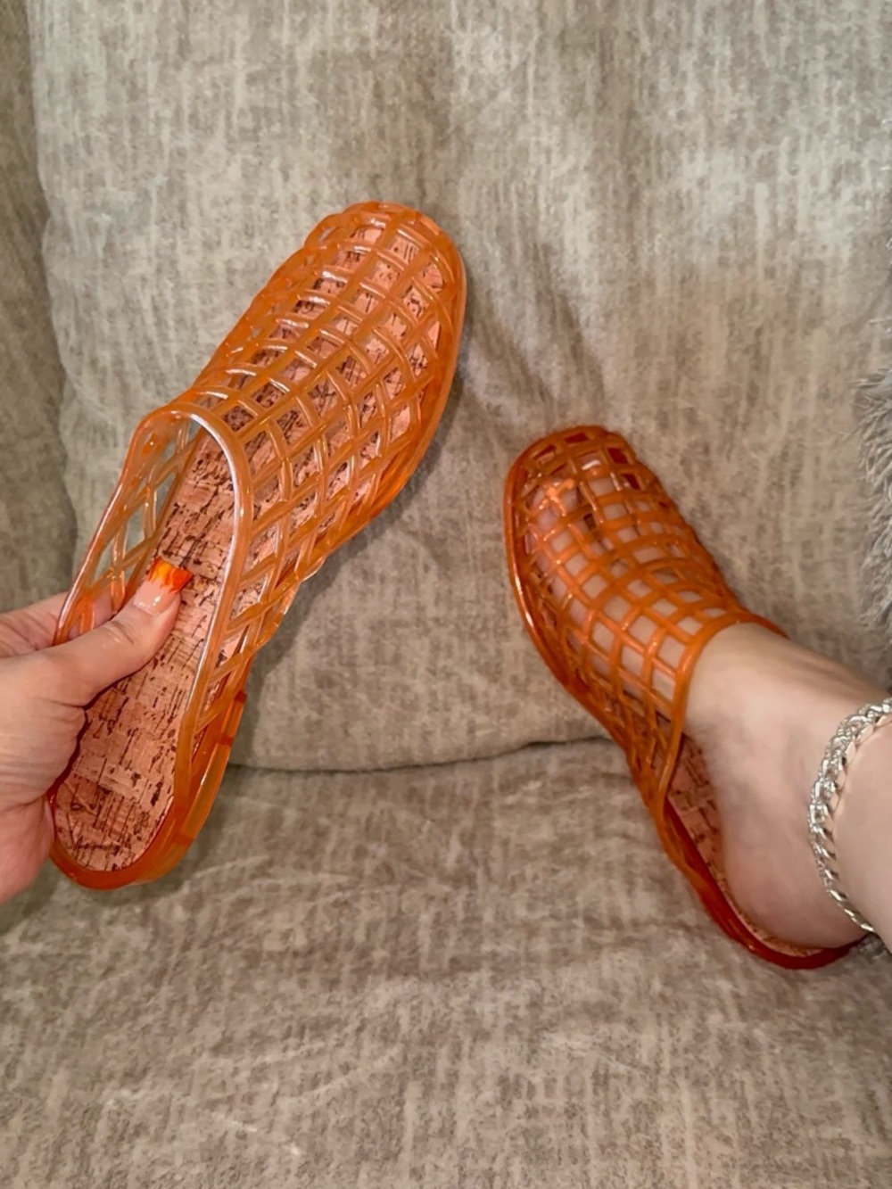 Classic Women’s Orange Jelly Slide Mules size 8